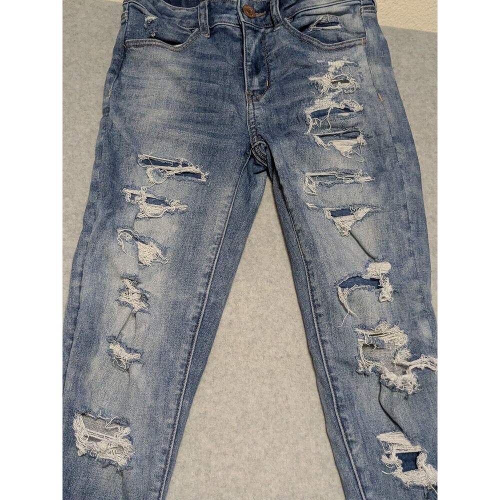 American Eagle Mid-Rise Jegging Jeans Size 2 Light Wash Distressed 90s Y2K